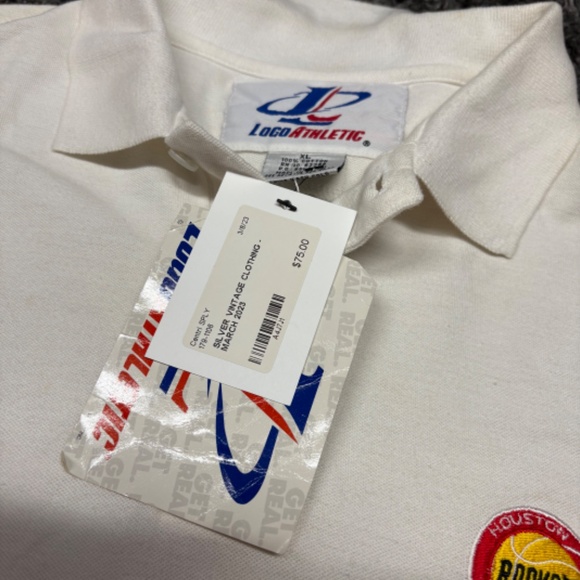 VINTAGE Houston Rockets Logo Athletic 94-95 NBA Champs Polo Shirt NBA XL SIGNED - Picture 3 of 9